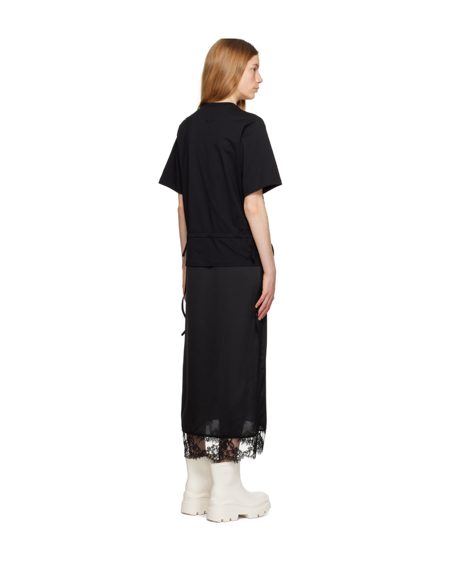 Msgm Abito Layered Midi T-shirt Dress In Black