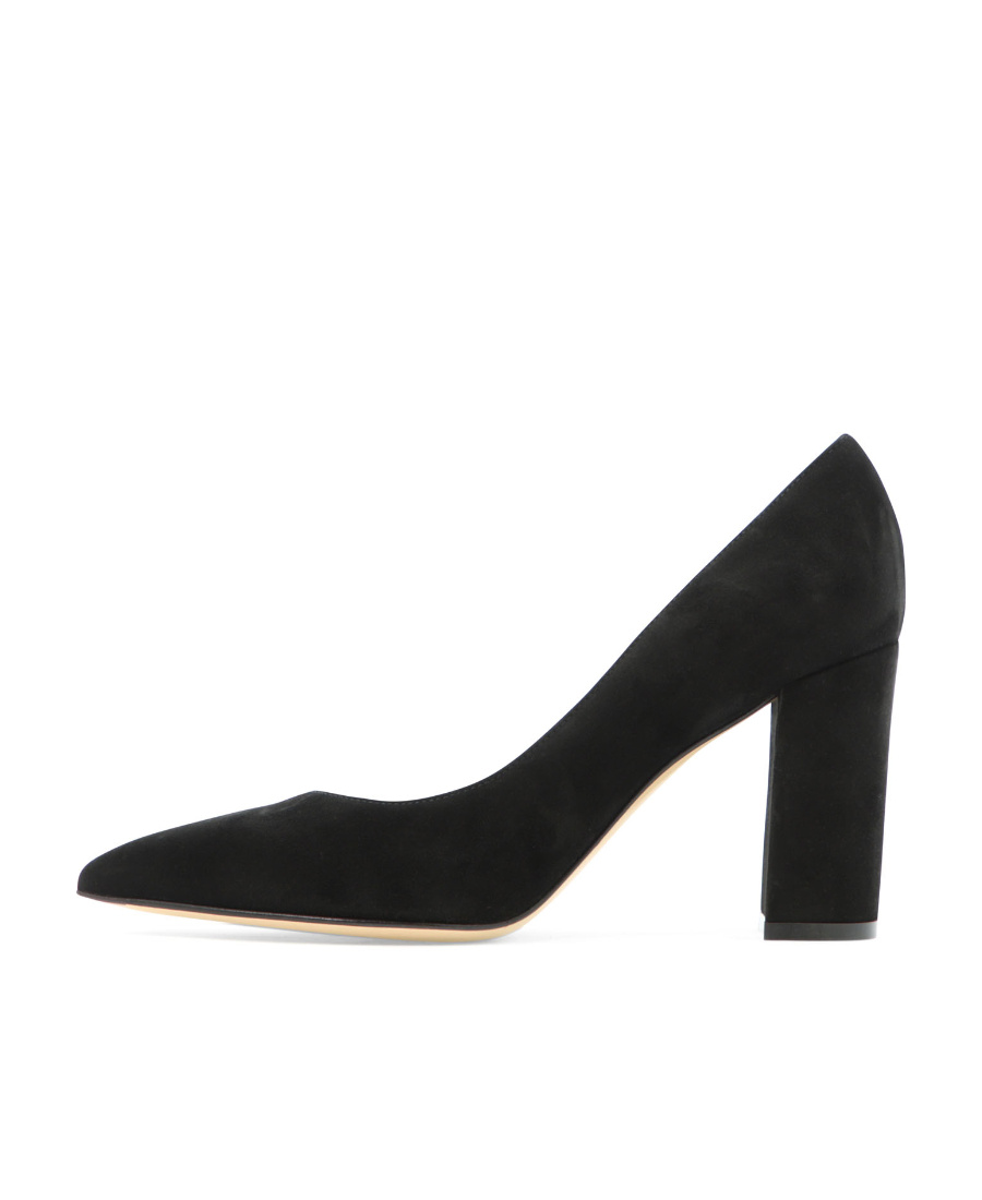 Gianvito Rossi Block-heel Pointed Suede Pumps In Black