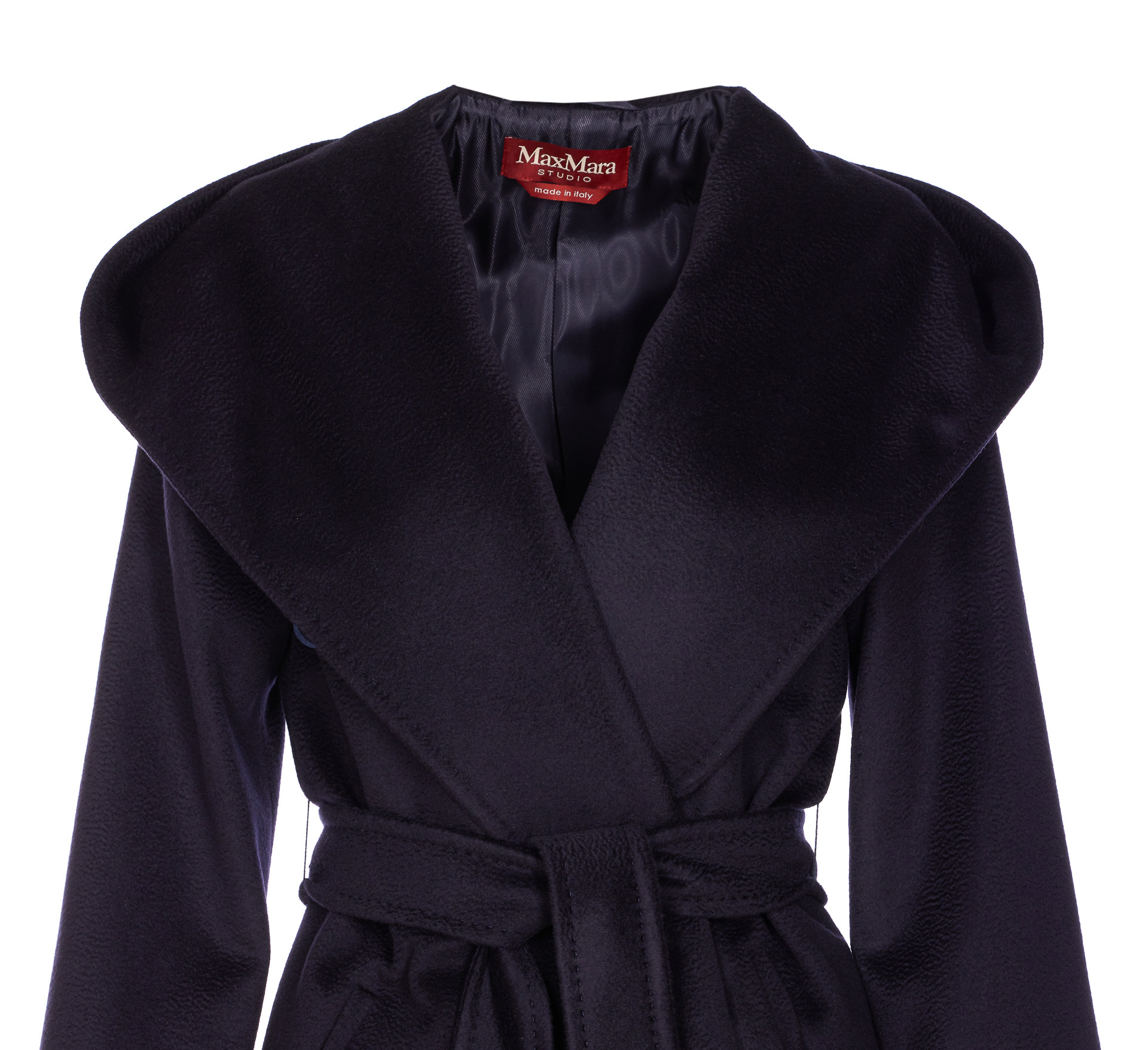 Max Mara Rialto Hooded Camel Coat In Black
