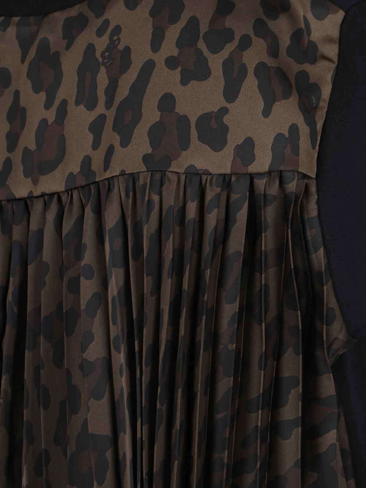 Sacai Leopard Print T-shirt In Black