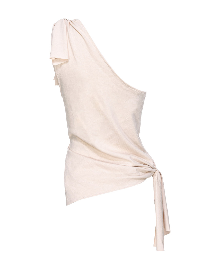 Pinko One-shoulder Cotton And Linen Top In Pink