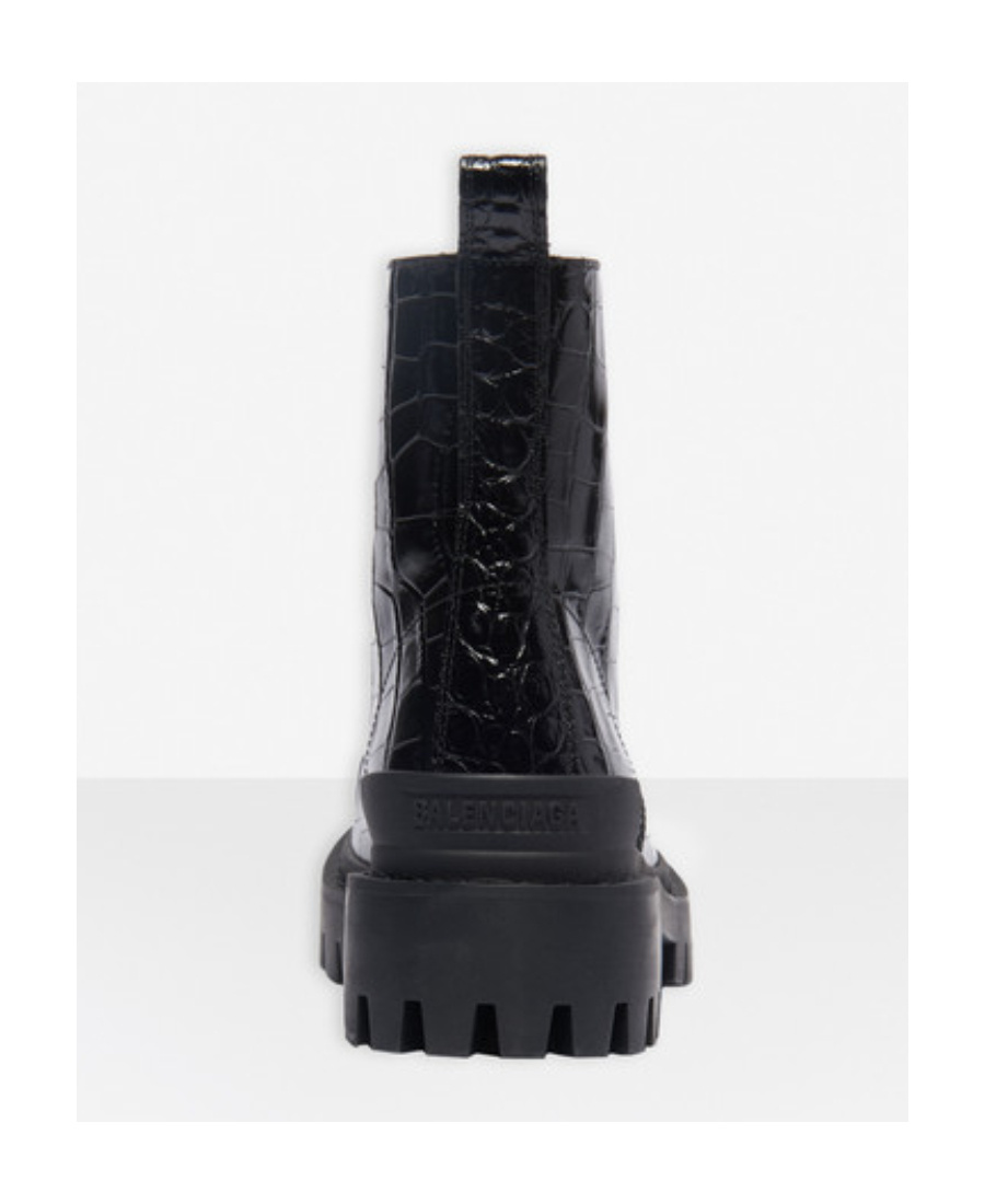 Balenciaga Strike L20 Crocodile Effect Chunky Boots In Black