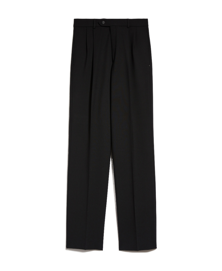 Sportmax Straight-leg High-waisted Wool Trousers In Black