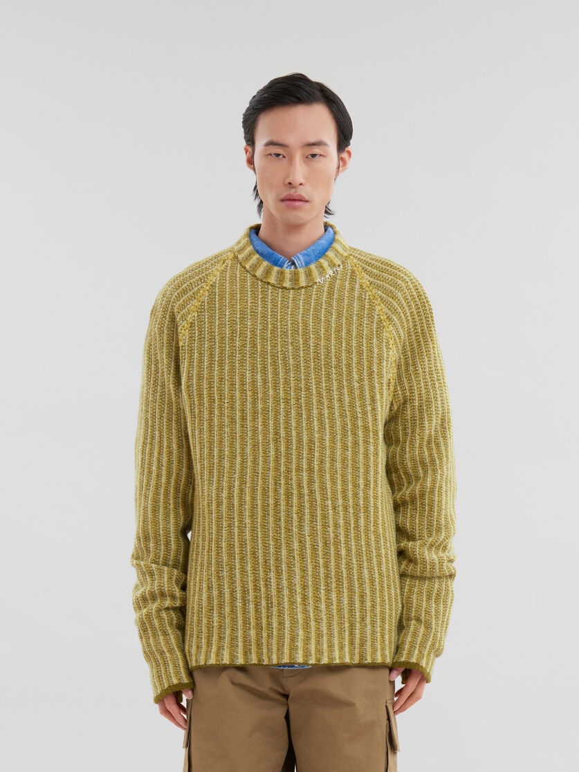 Shop Marni Cable-knit Crew-neck Jumper In Green