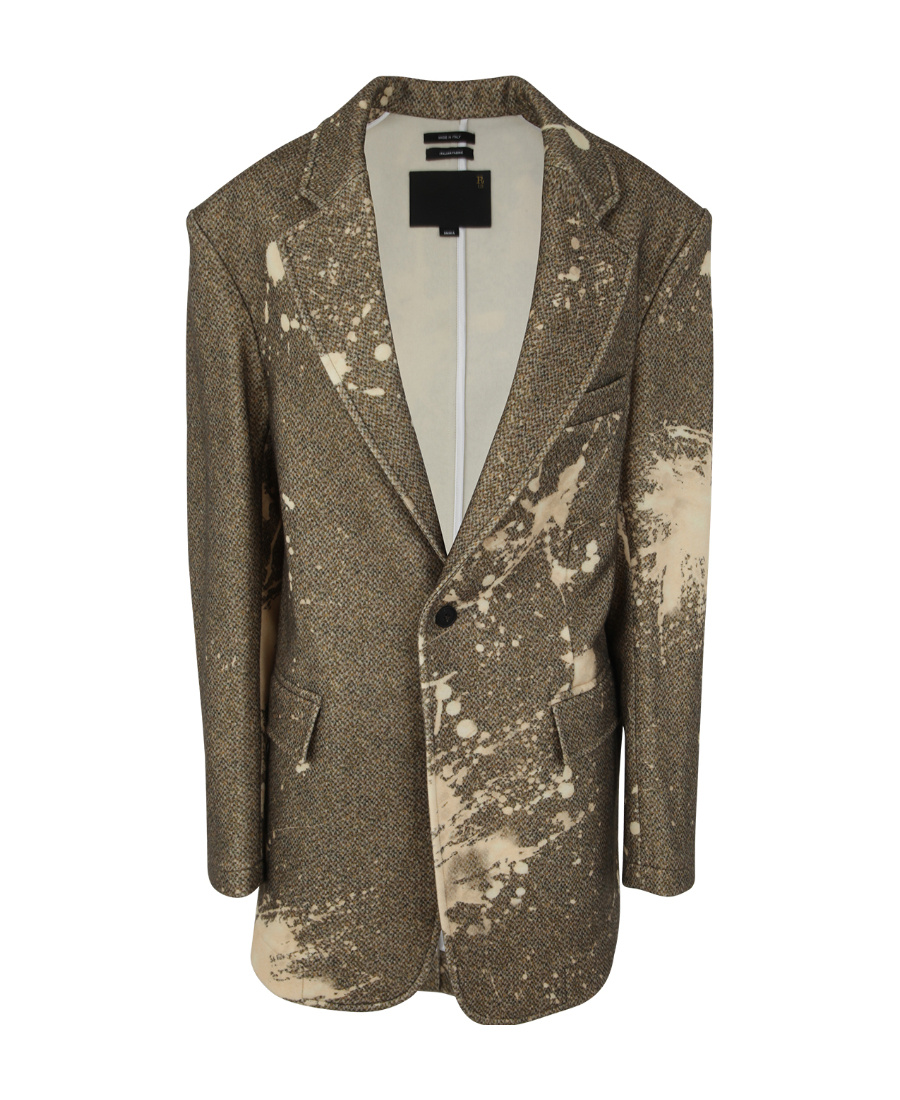 R13 PAINT SPLATTER-PRINT TWEED BLAZER 