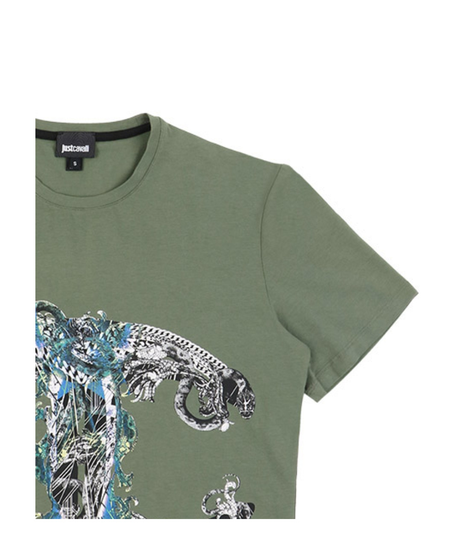Just Cavalli Oversized Printed T-shirt In Green