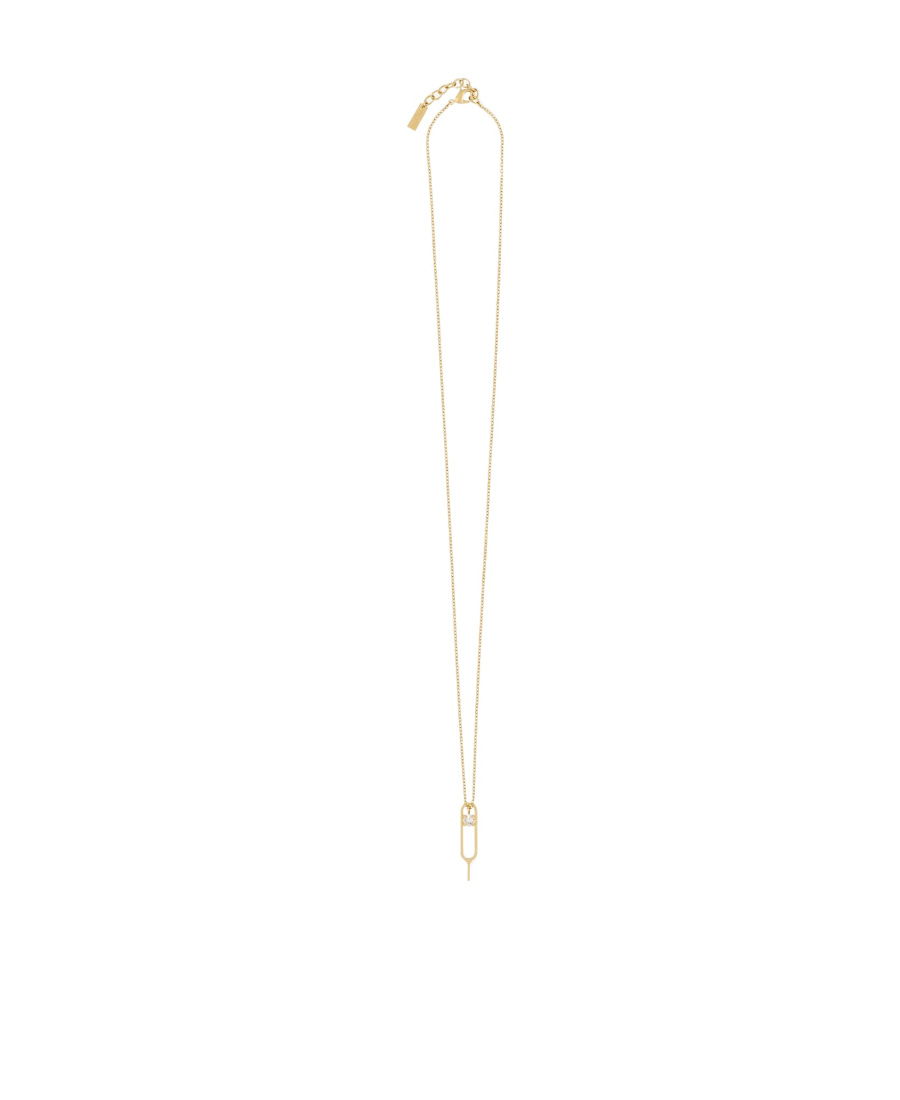 Saint Laurent Crystal-embellished Charm Necklace In Yellow