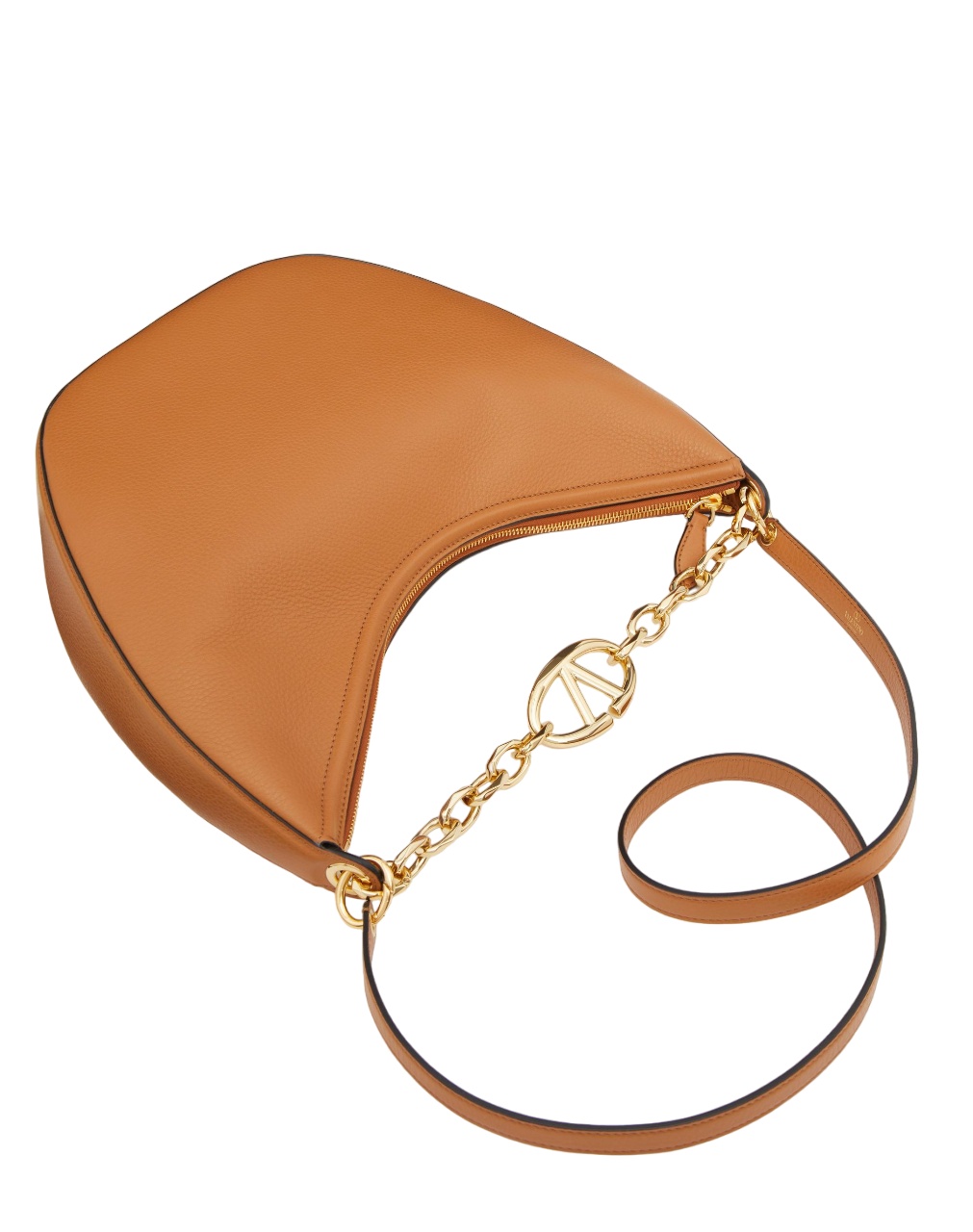 Valentino Vlogo Moon Zip-up Medium Shoulder Bag In Brown