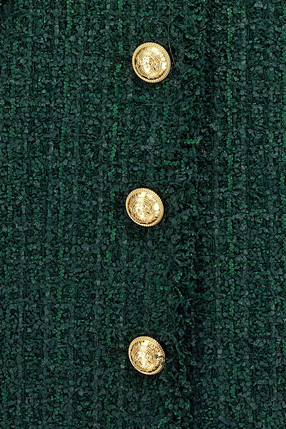 Balmain Button-embellished Tweed Mini Dress In Green