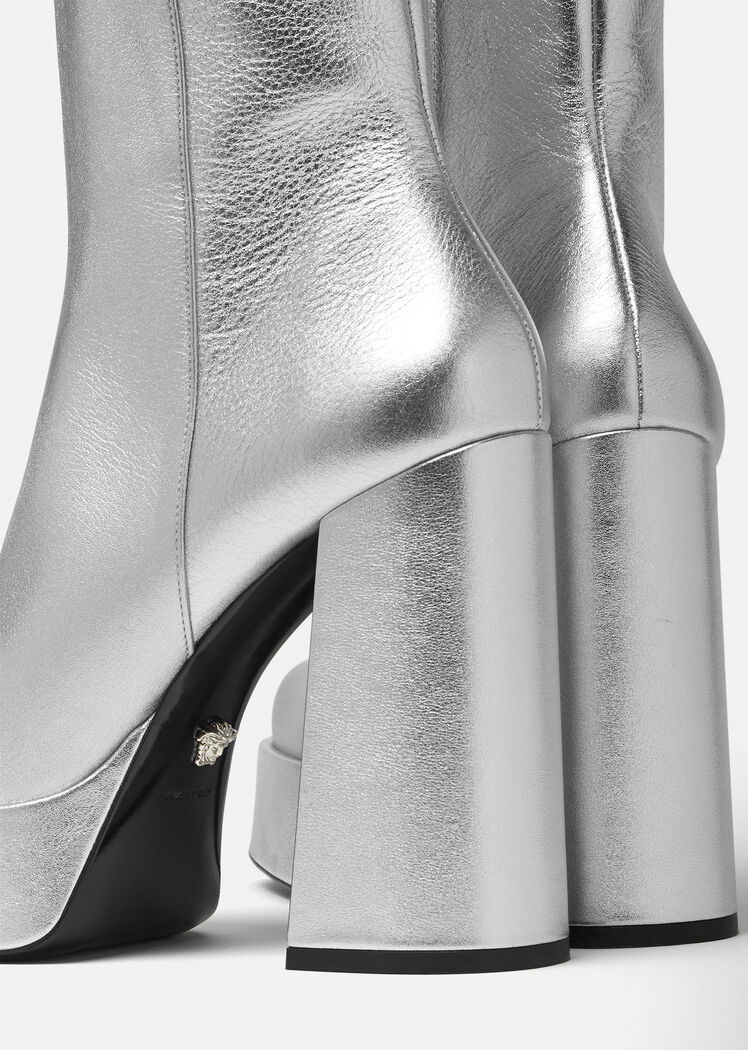 Versace Thick-heeled Boots In Gray
