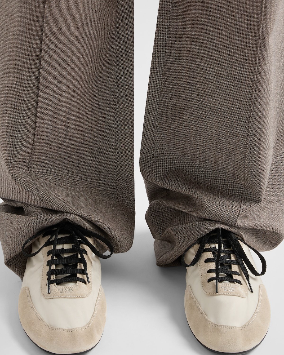 Prada Collapse Lace-up Sneakers In Nude