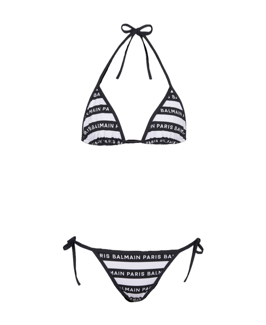 Balmain Logo-print Halterneck Bikini In Black