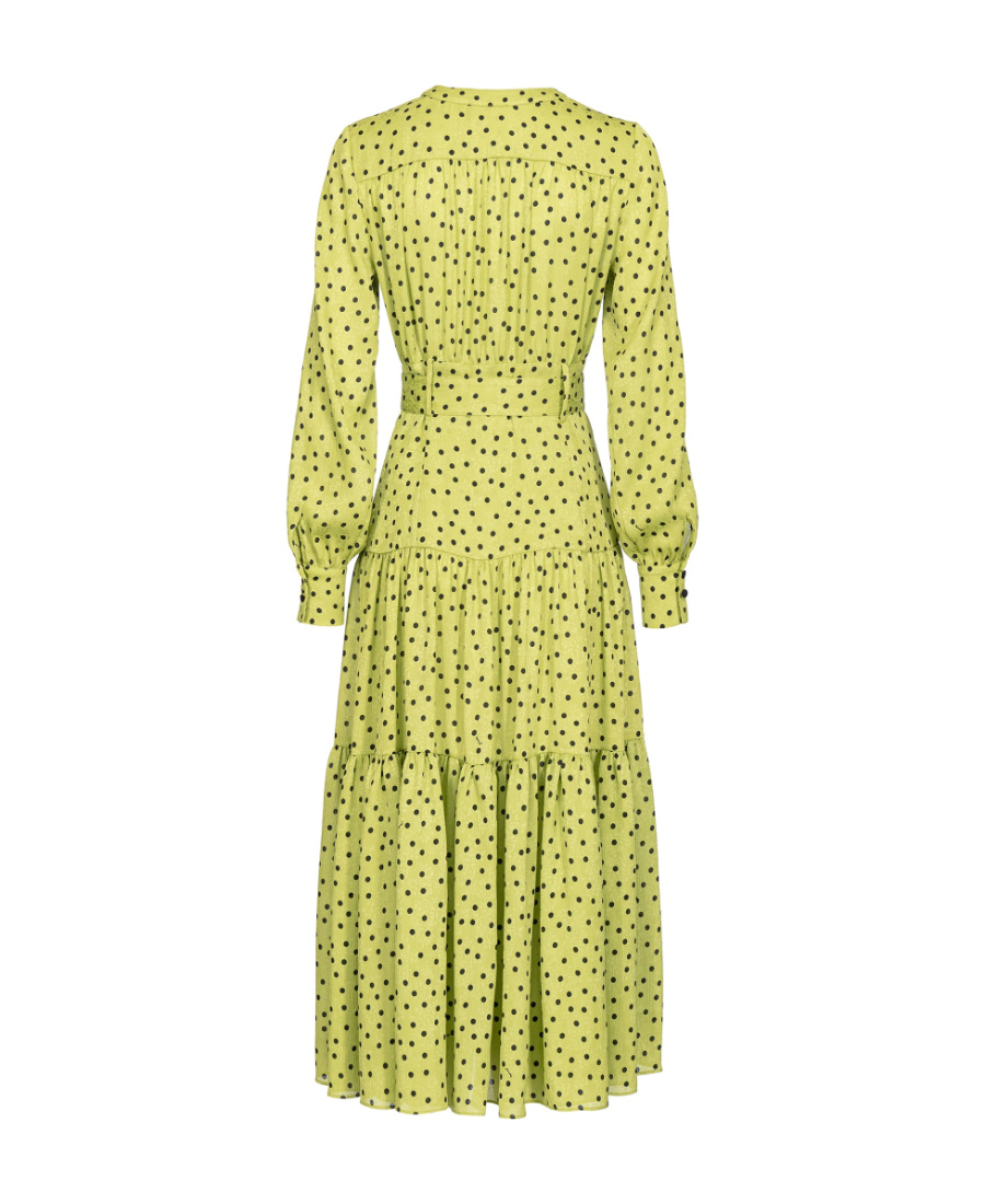 Pinko Polka Dot-print Tiered Midi Dress In Yellow