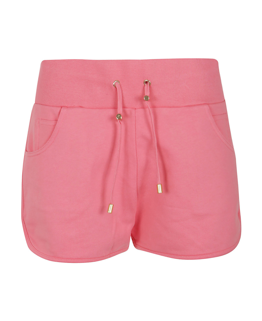 Balmain Logo-print Drawstring Cotton Shorts In Pink