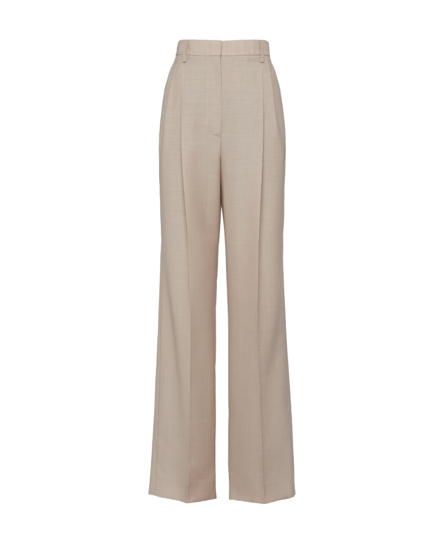 Prada Wool High-waisted Casual Pants In Rope Ash