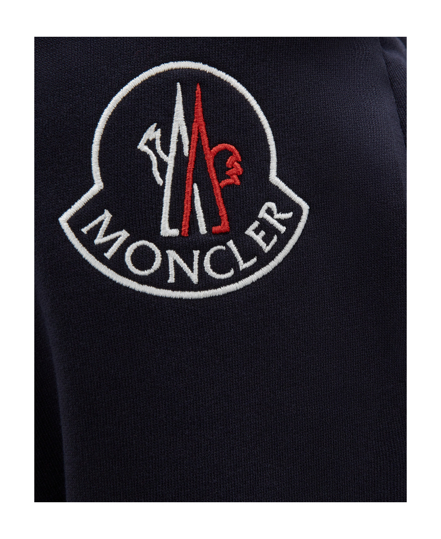 Moncler Logo-embroidered Fleece Track Pants In Blue