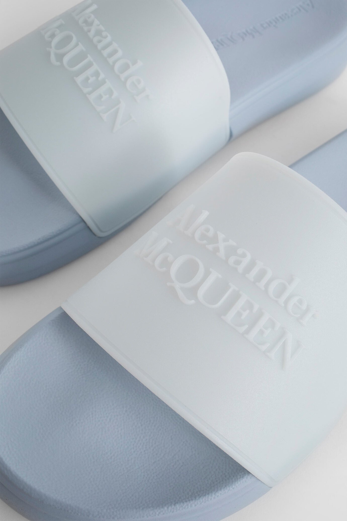 Alexander Mcqueen Single-strap Flat Slides In Blue