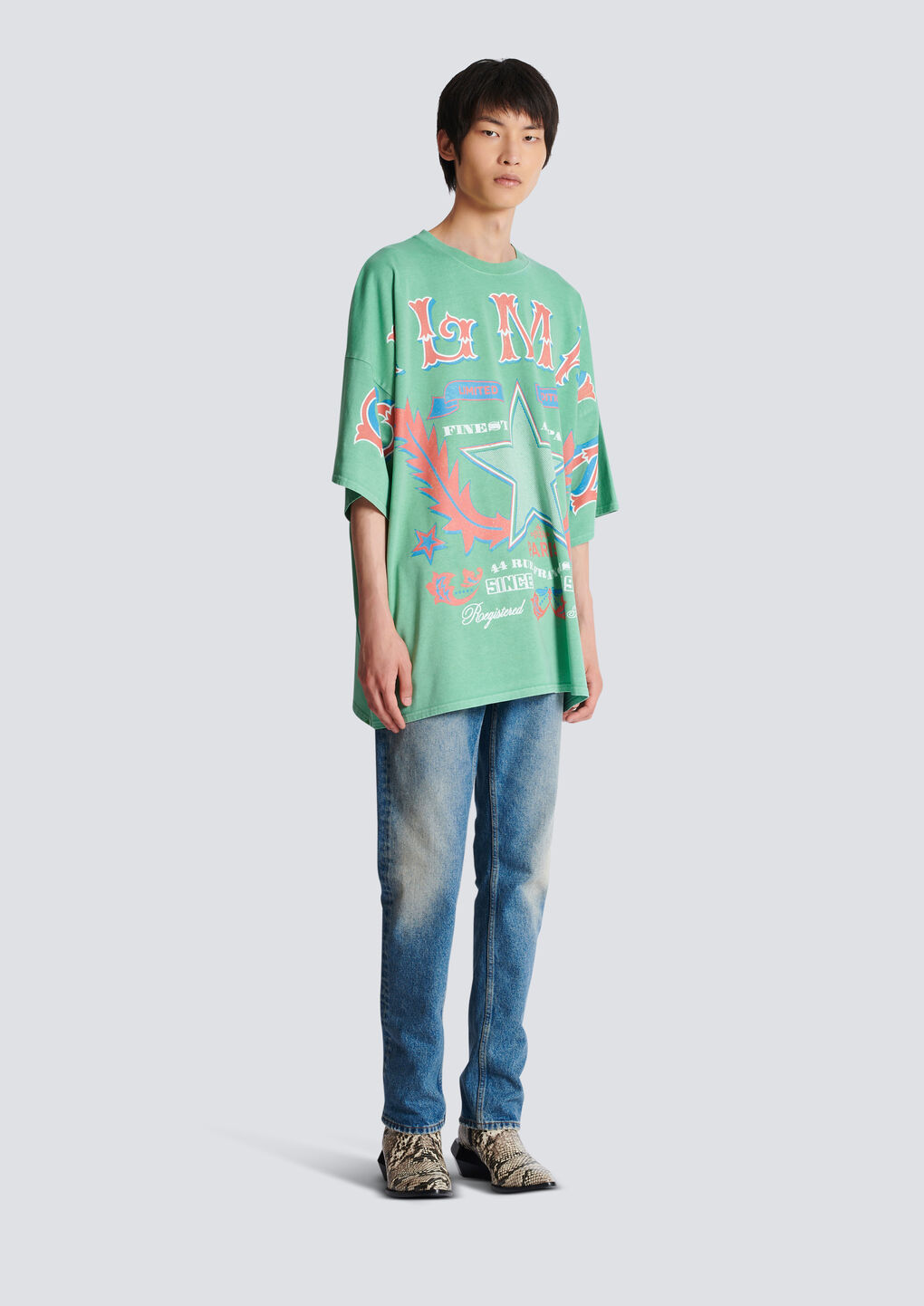Shop Balmain Western T-shirt In Green