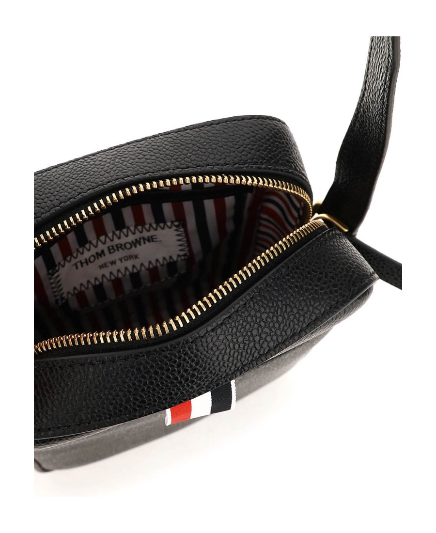 Thom Browne Pebbled-leather Messenger Bag In Black