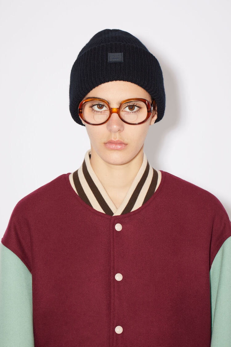 ACNE STUDIOS LOGO MOTIF RIB-KNIT BEANIE