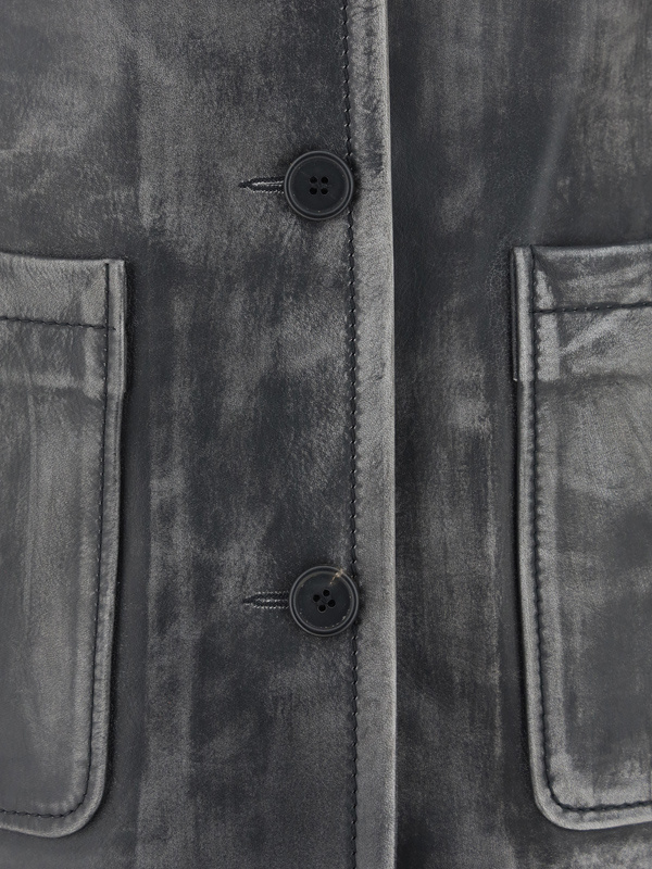 Marni Leather Jacket In Gray