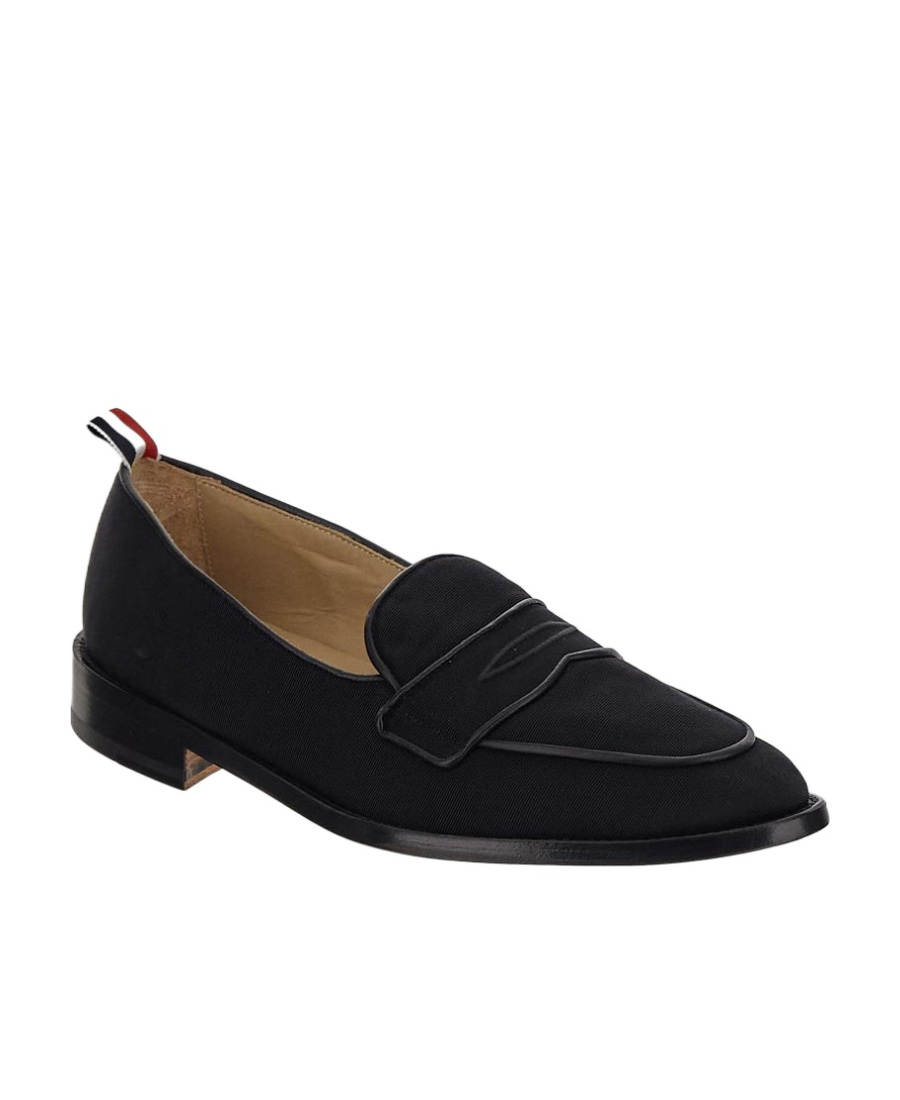 Thom Browne Rwb-stripe Canvas Leather Penny Loafer In Black