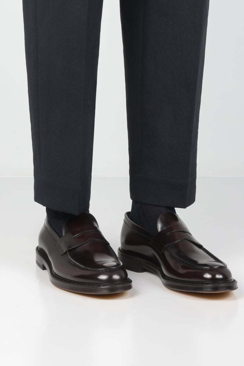 Doucal's Black Leather Moccasin In Black