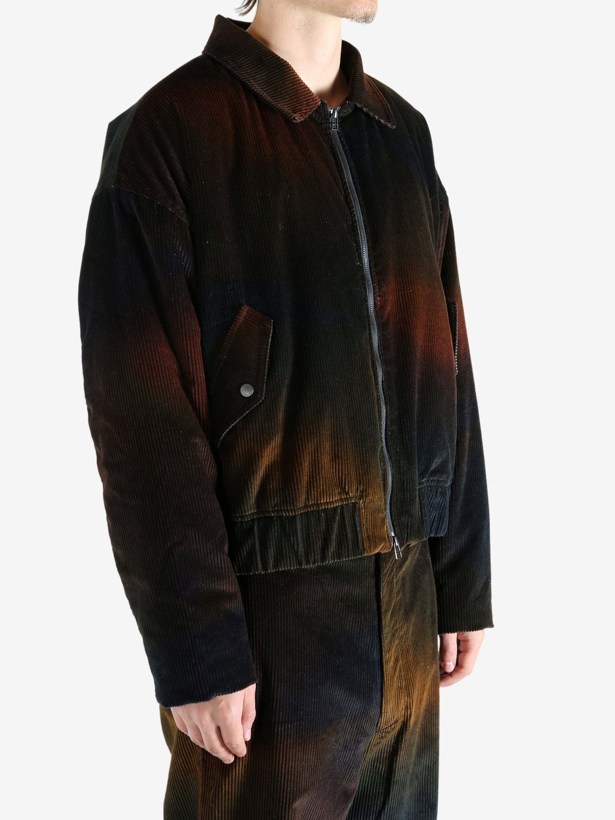 The Elder Statesman Ombre Quilted Corduroy Jacket In Black
