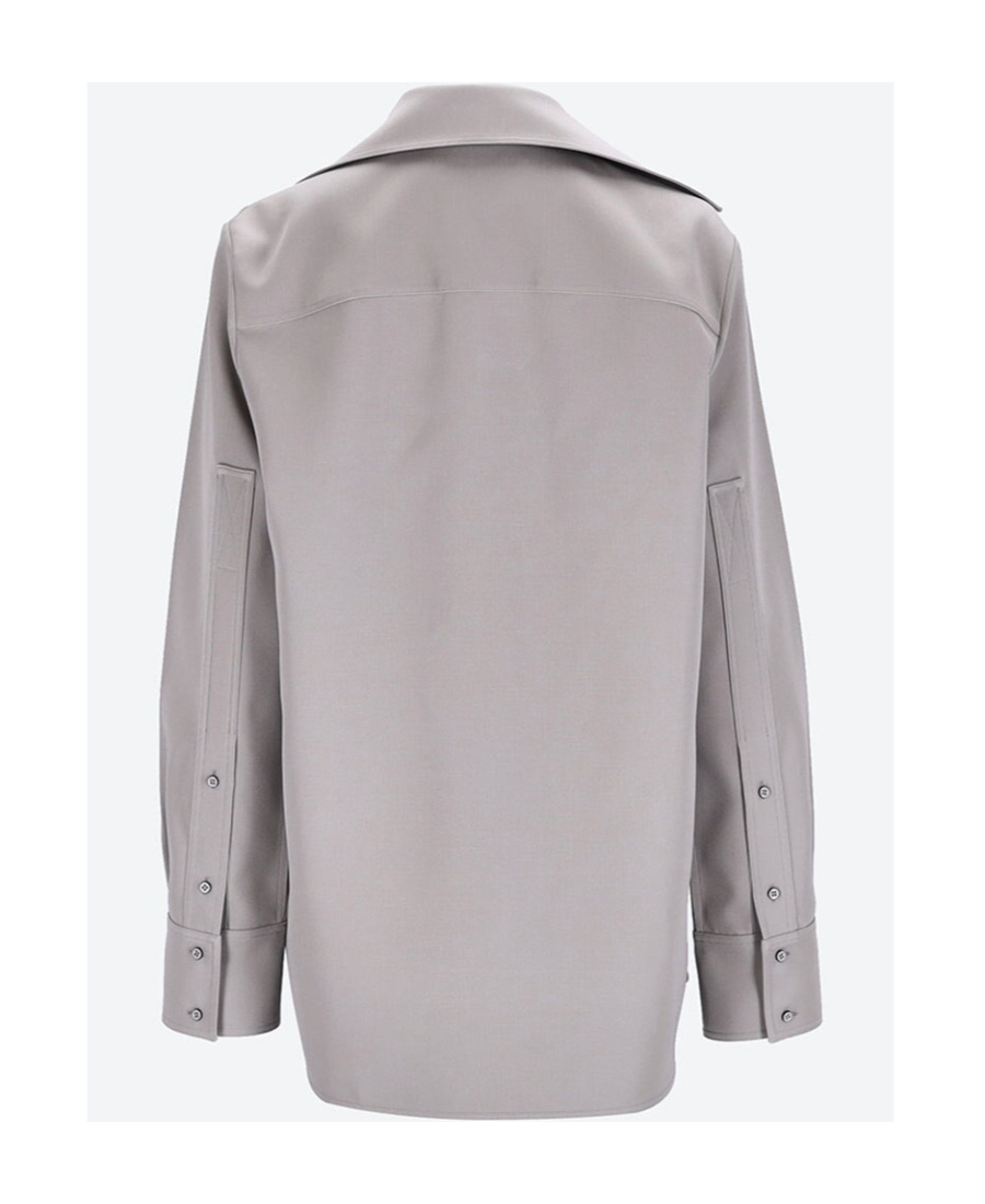 Jil Sander Self-tie Wool Shirt In Gray