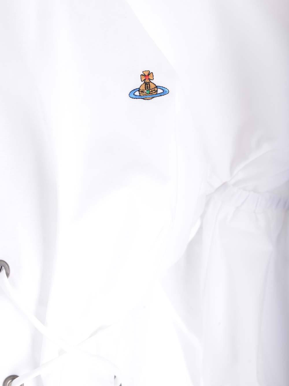 Shop Vivienne Westwood Orb-embroidered Cotton Shirt In White