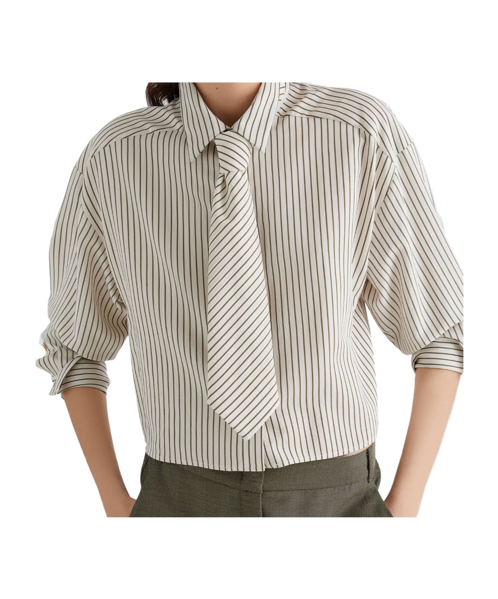 Marella Cropped Blouse - Sage In Green