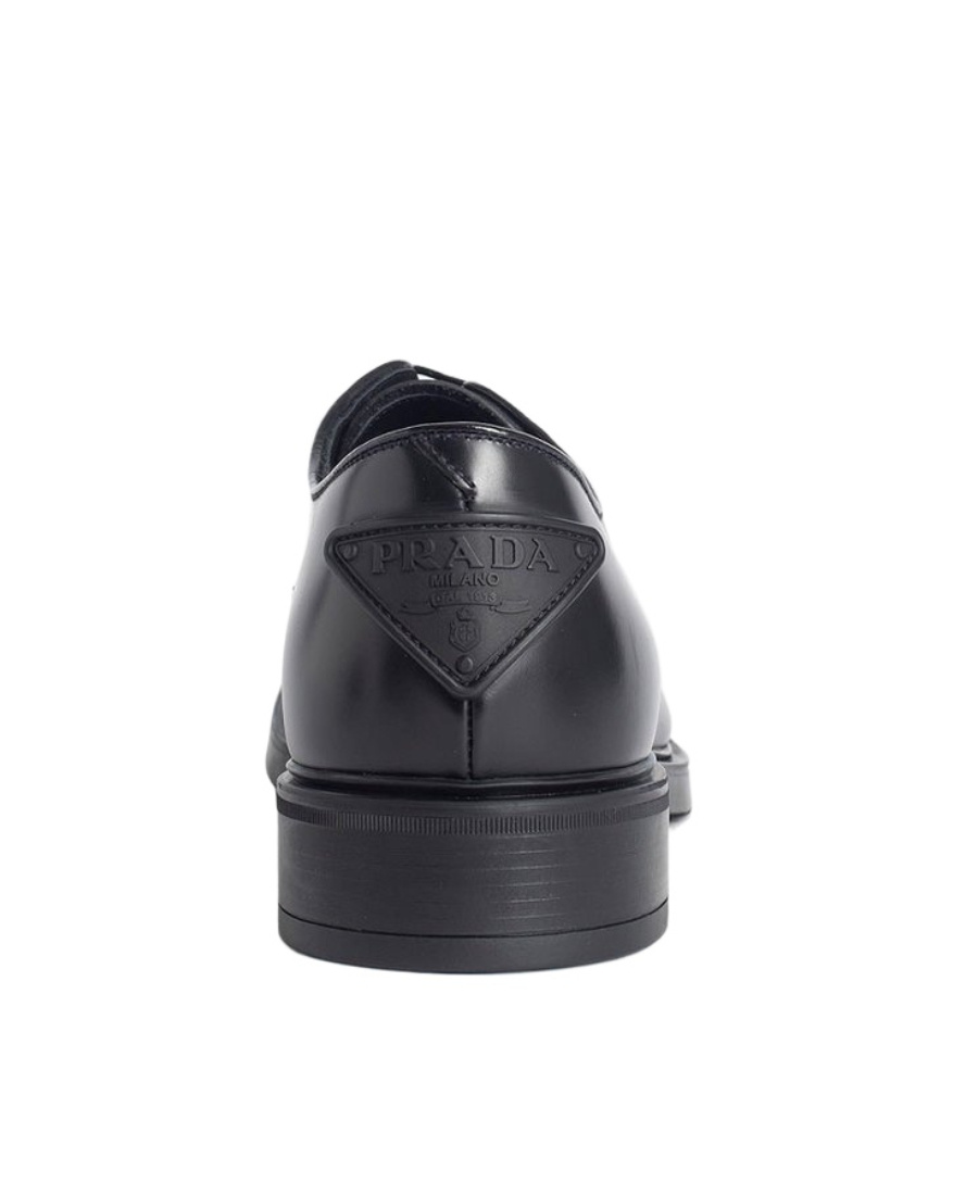 Prada Lace-up Leather Derbies In Black