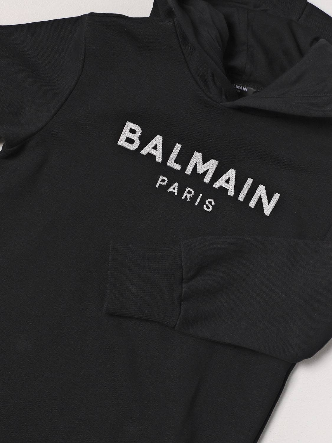 BALMAIN BALMAIN KIDS LOGO EMBROIDERY HOODED DRESS
