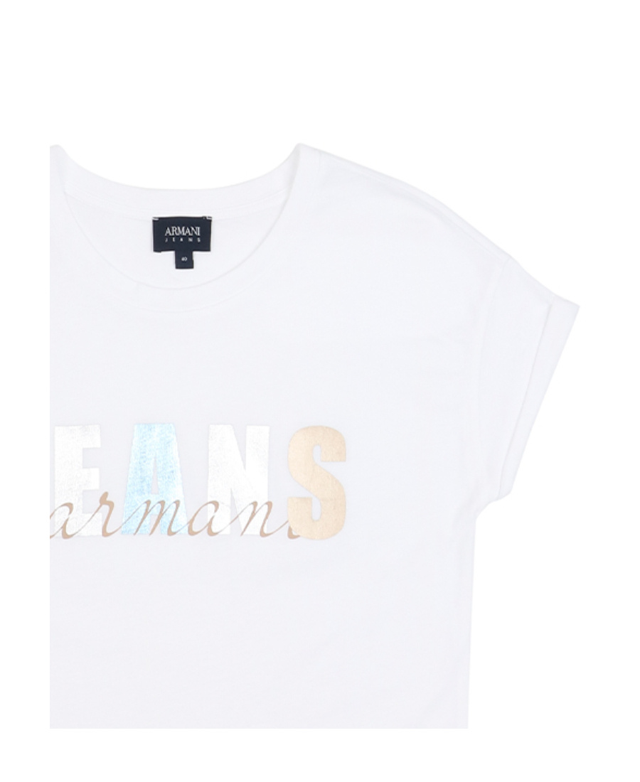 Armani Jeans Logo Printed Pattern T-shirt In White