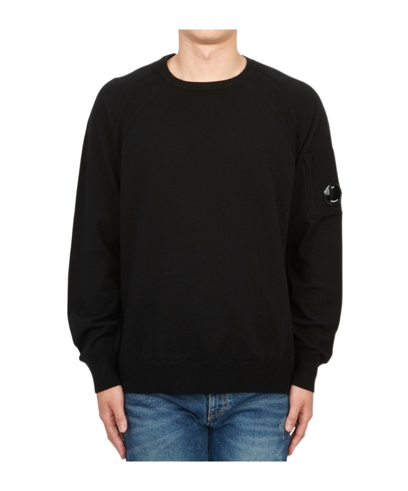 C.p. Company Lens-detailed Sweater In Black