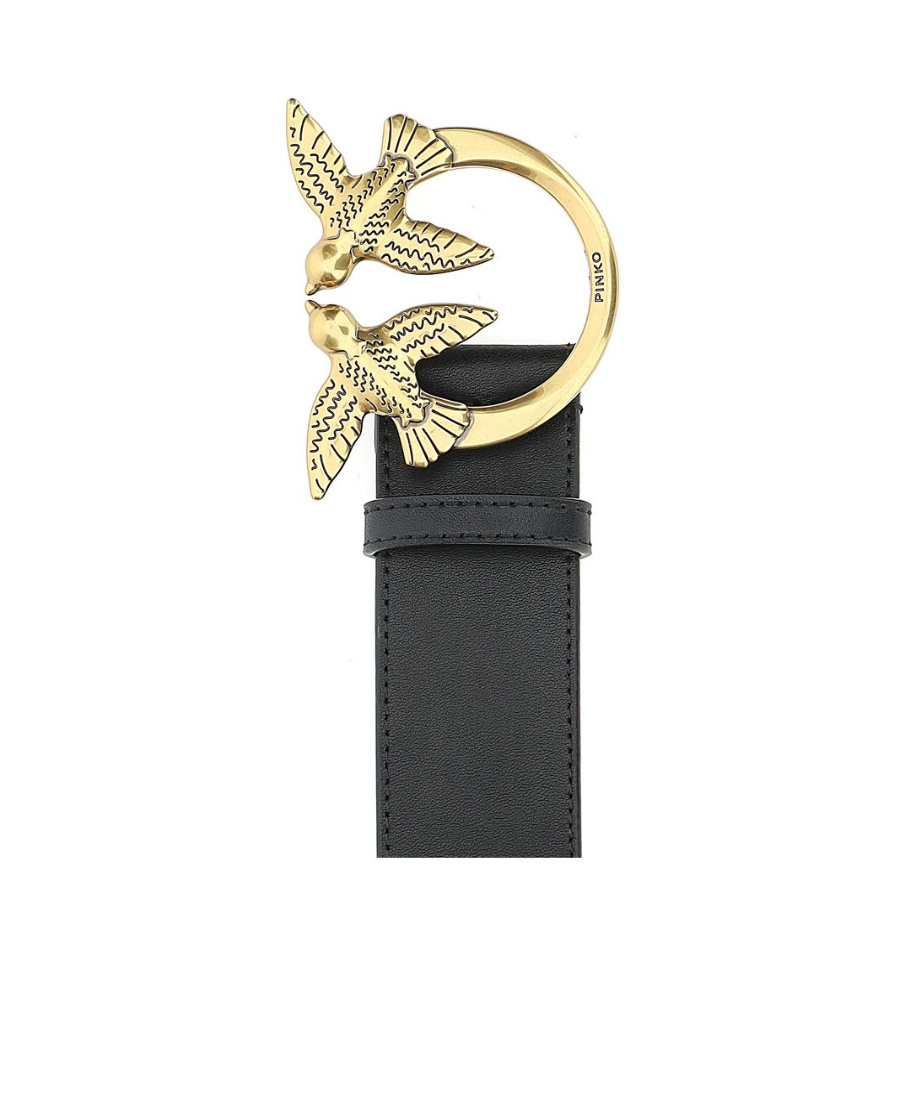 Shop Pinko Logo Plaque Buckle Belt In Black