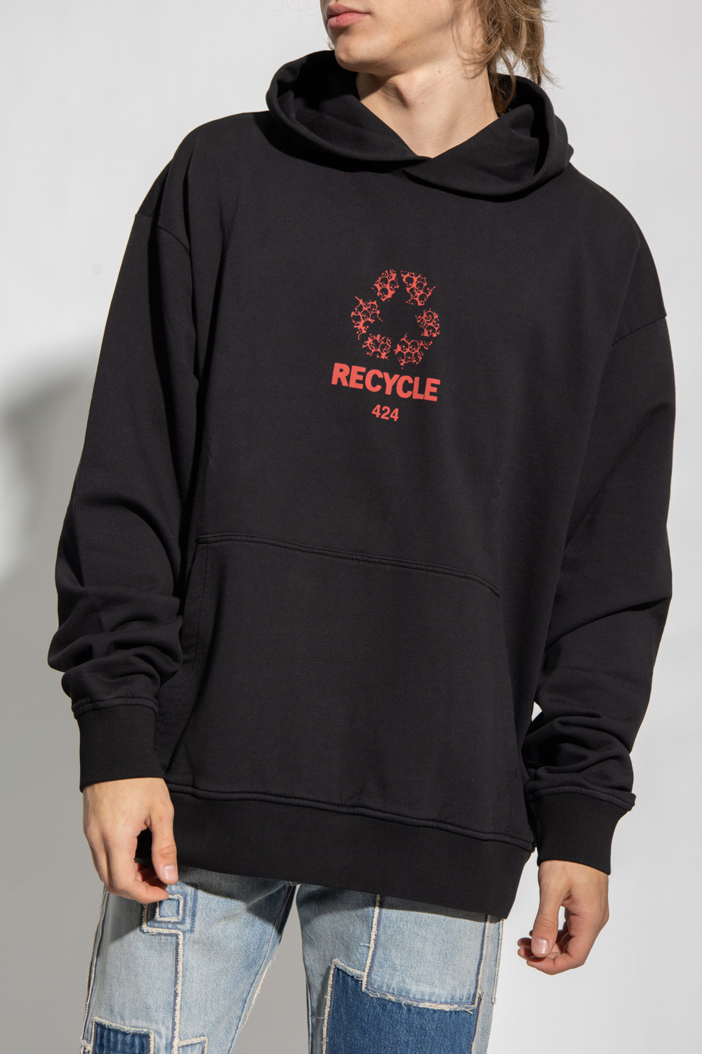 424 LOGO-PRINT 'RECYCLE' HOODIE 