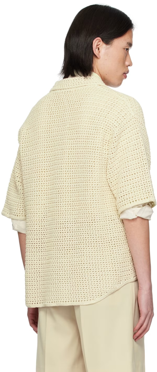 Auralee Crochet-knit Short-sleeve Shirt In Yellow