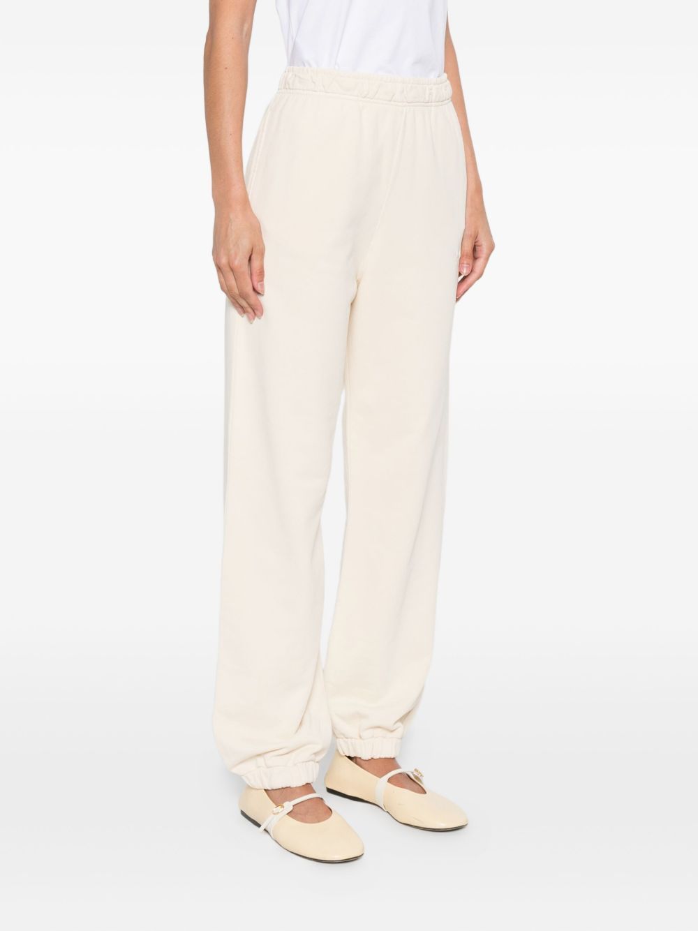 Pinko Straight Trousers With Elastic Waistband And Cuffs In White