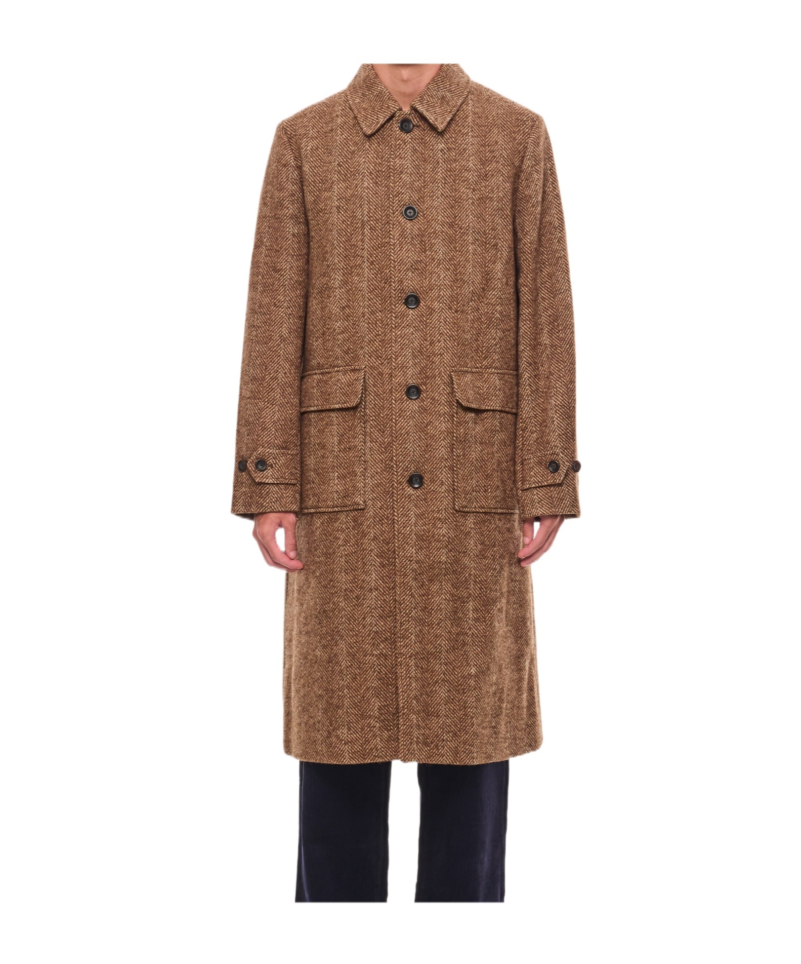 Les Deux Herringbone Coat In Brown