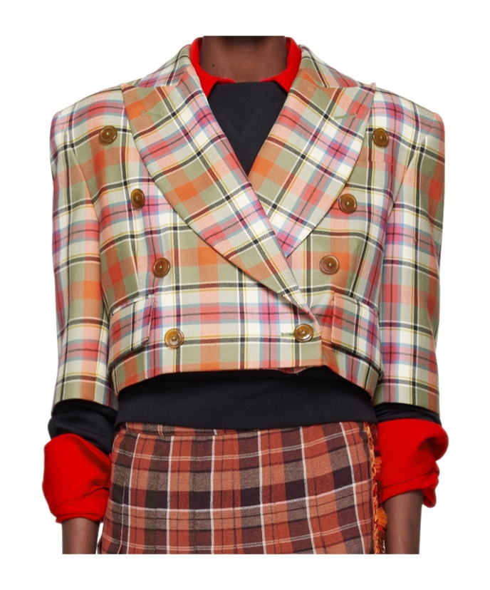 Vivienne Westwood Cut Off Jacket Wool Tartan 46 Women In Nude