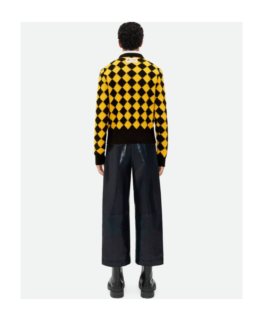Bottega Veneta Argyle Intarsia Wool Jumper In Black