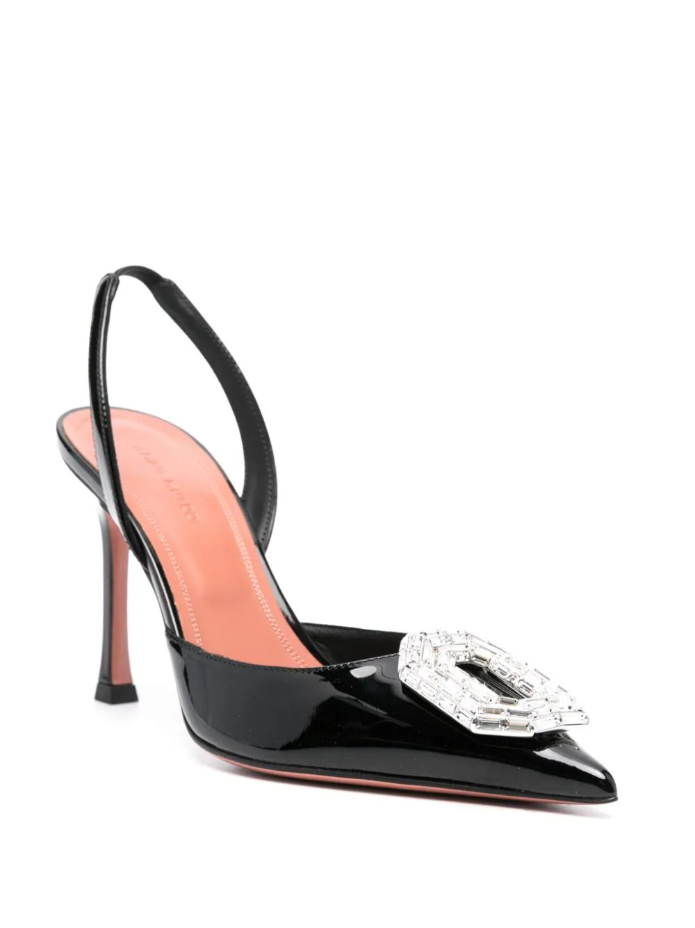 Amina Muaddi Satin Camelia Slingback Pumps 105 In Black