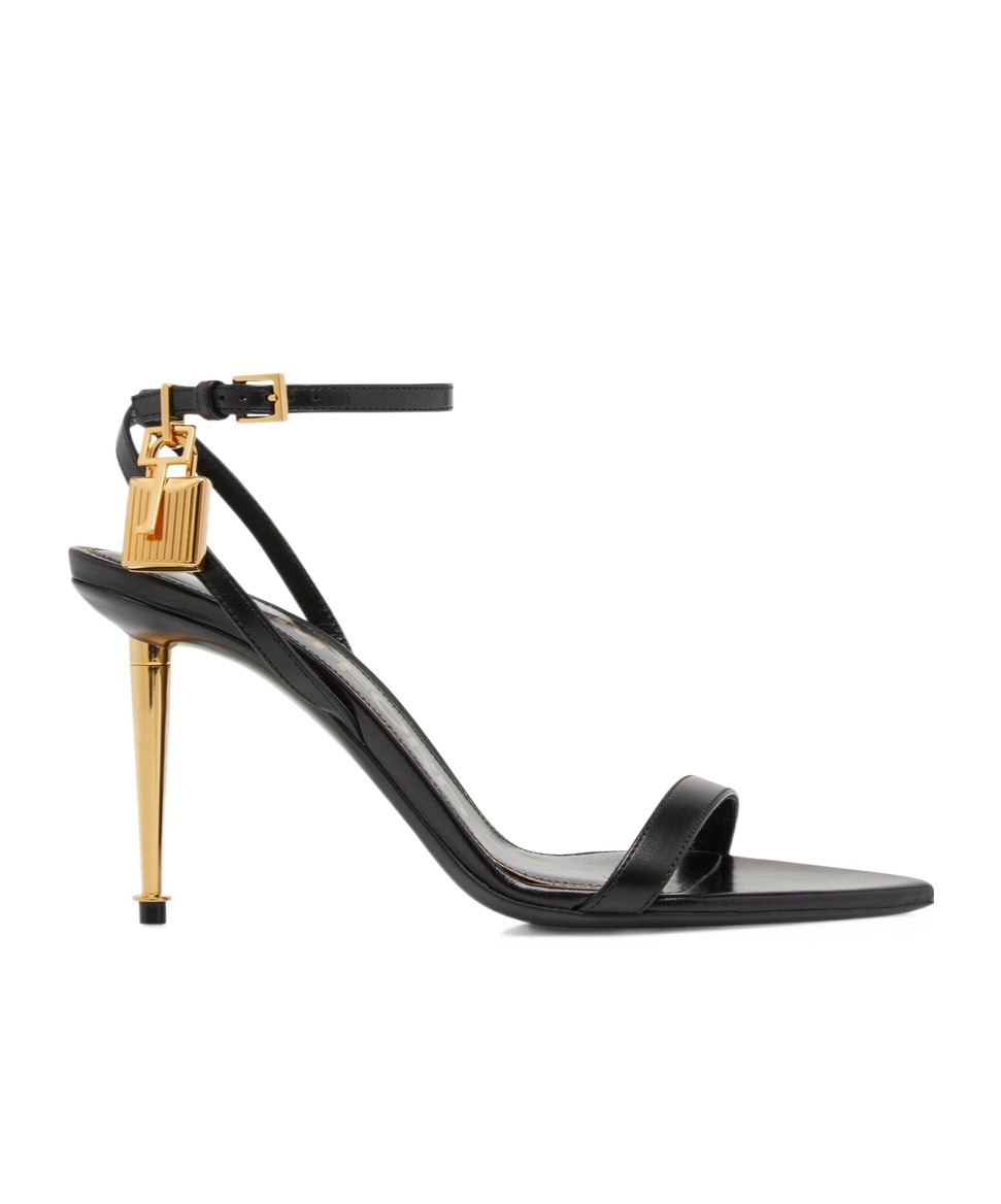 Shop Tom Ford Padlock 85mm Leather Sandals In Black