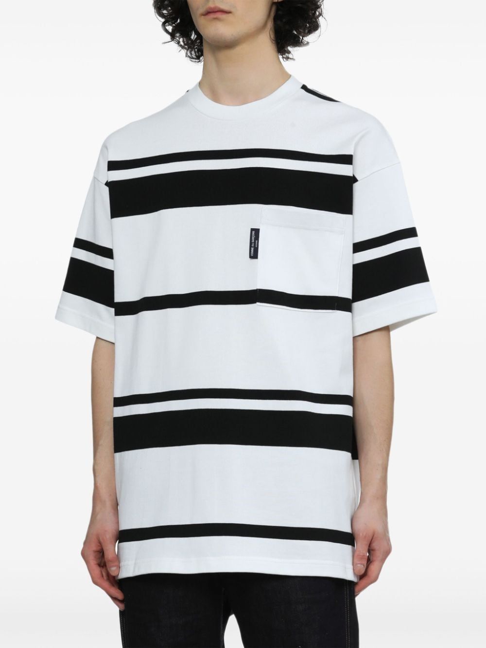 Comme Des Garçons Open-necked Black Shirt In White