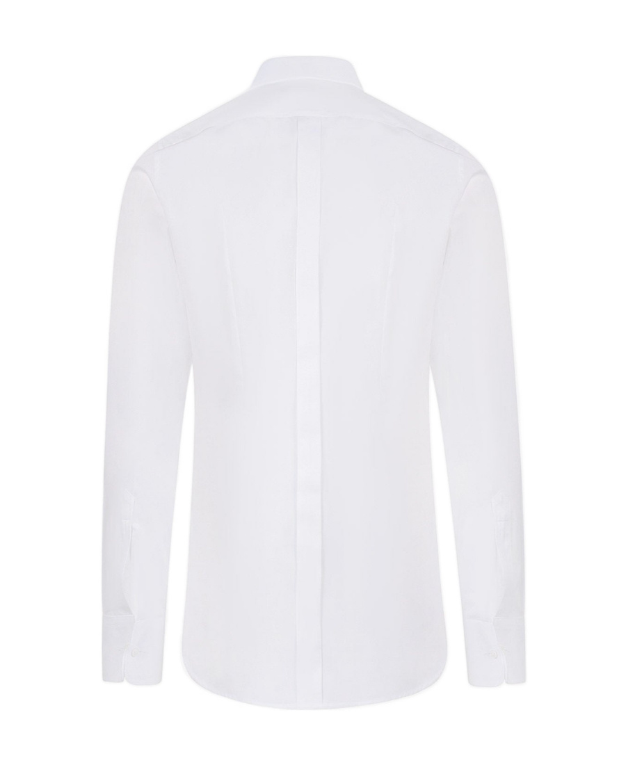 Dolce & Gabbana White Cotton Poplin Gold Tuxedo Shirt In White