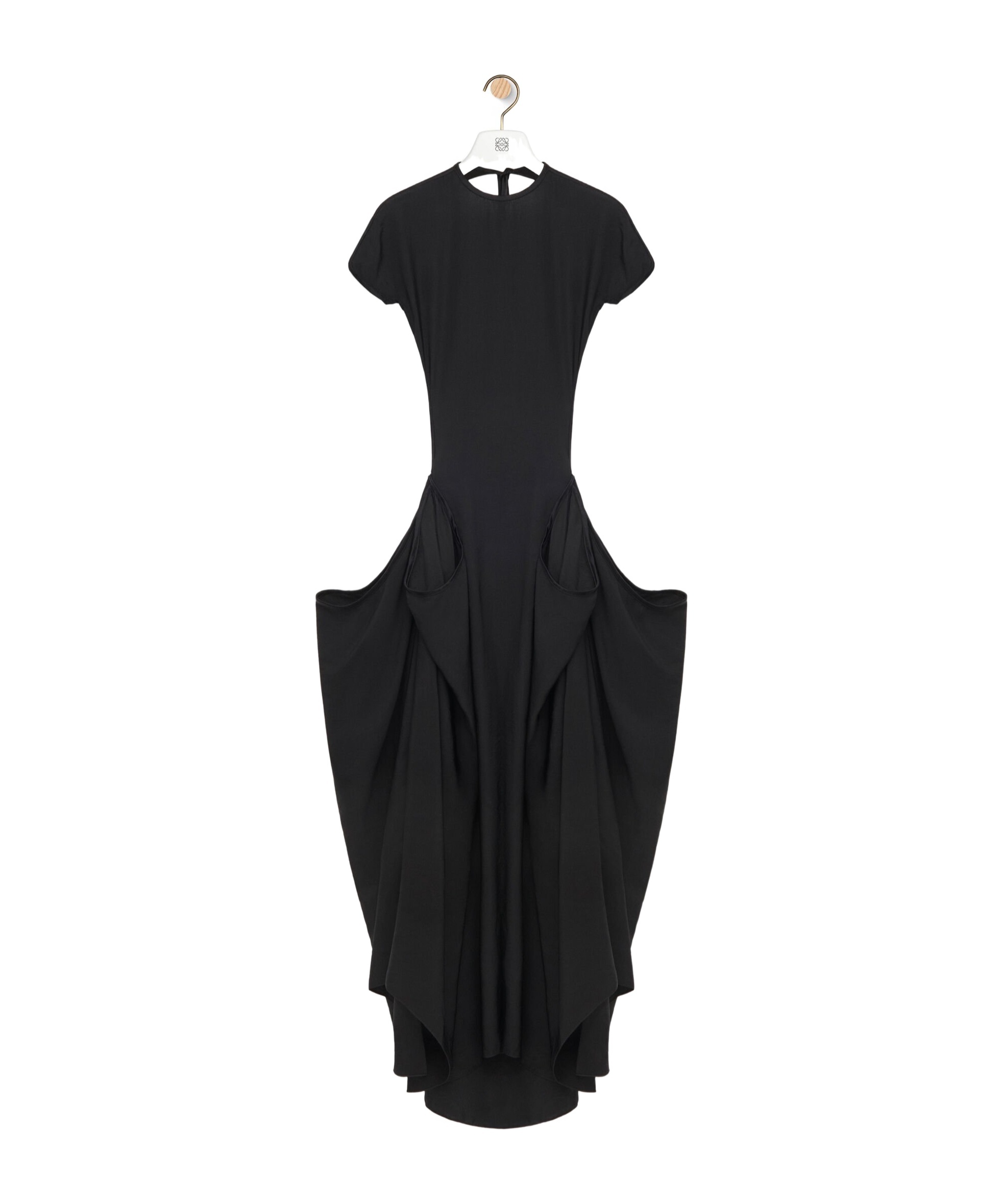 Loewe Stitched Pleated Pendant Dress In Black