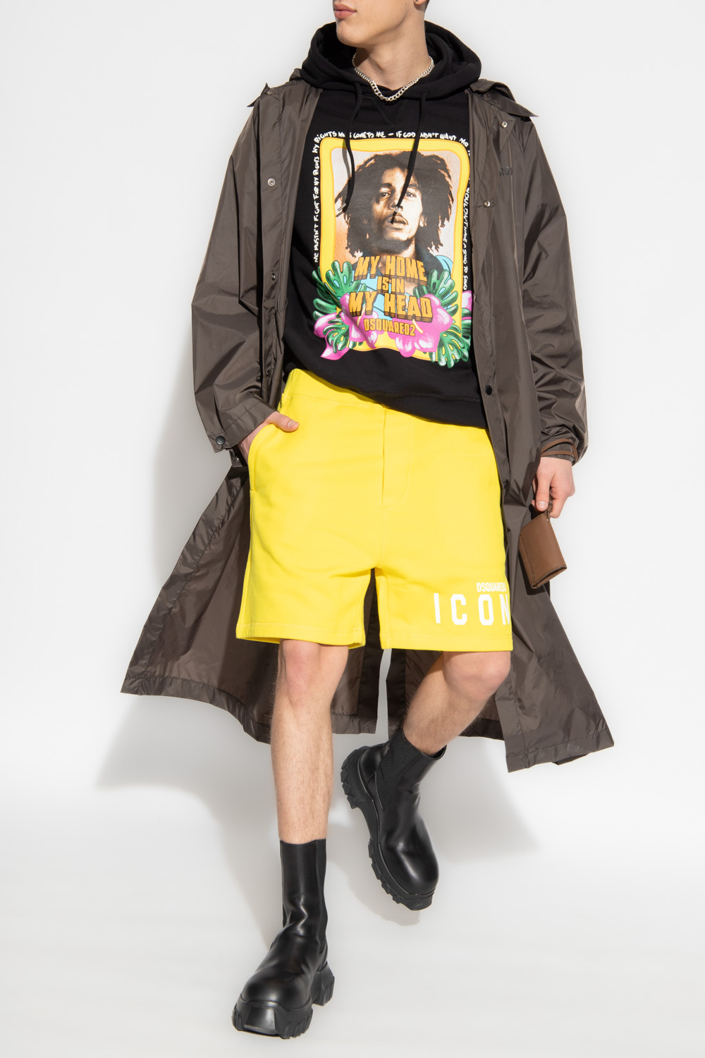Dsquared2 Bob Marley Long-sleeve Hoodie In Black