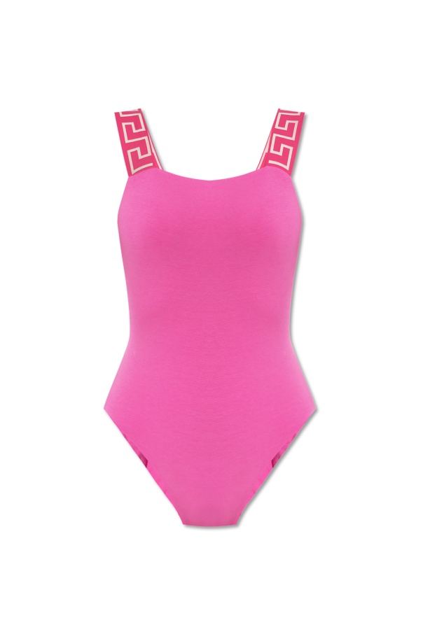 Versace Greca Border Sleeveless Body With High-cut Leg In Pink