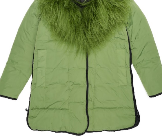 Sportmax Down Jacket With Hairy Collar In Green